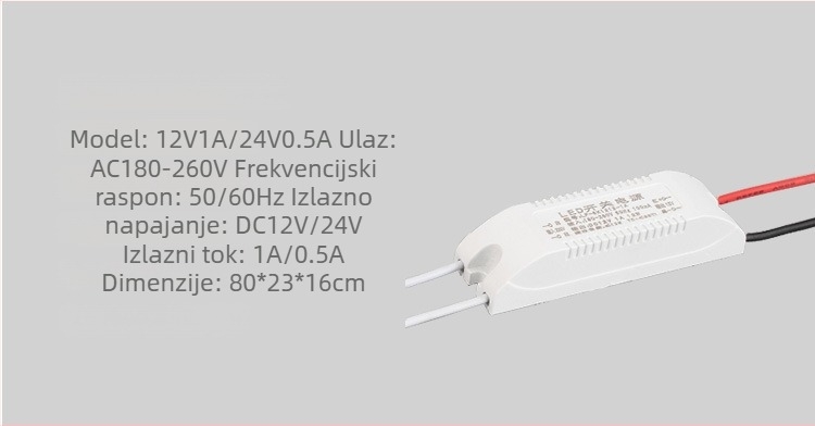 LED napajanje s prekidačem u gumiranom kućištu, ulaz 12V, izlaz 6/12/24/36W, IP20, CE certificirano