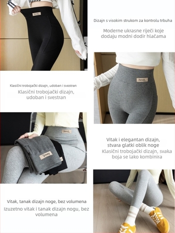 Ženske joga hlače s bočnim džepom od ribanog pamuka, duljina devet točaka, mješavina rayon-spandex, visoka elastičnost