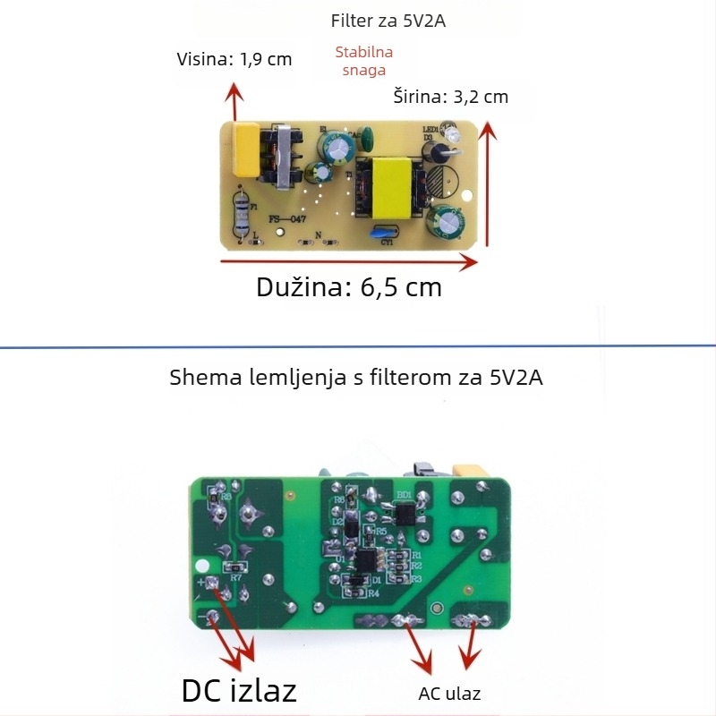 Preklopni napajajući adapter s izolacijom modula, ulaz AC 110/220V, izlaz DC 5V 1–4A