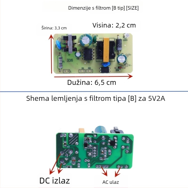 Preklopni napajajući adapter s izolacijom modula, ulaz AC 110/220V, izlaz DC 5V 1–4A