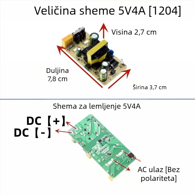 Preklopni napajajući adapter s izolacijom modula, ulaz AC 110/220V, izlaz DC 5V 1–4A