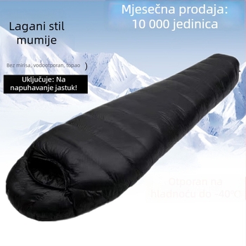 Vanjska vreća za spavanje s perjem – Sub-zero zima, Cape stil, punilo: bijeli guščji puh, tkanina: Peach Skin, podstava: Chunya Spinning