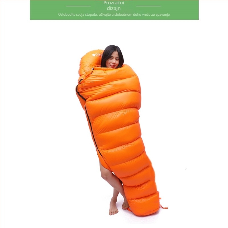 Vanjska vreća za spavanje s perjem – Sub-zero zima, Cape stil, punilo: bijeli guščji puh, tkanina: Peach Skin, podstava: Chunya Spinning