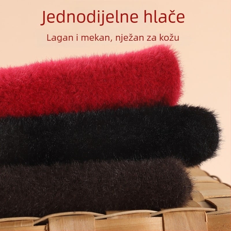 Unisex hlače od mink velura za toplinu, s flisom podstavom, izuzetno debeli zimski osnovni sloj, poliester (301-350 g/m2)