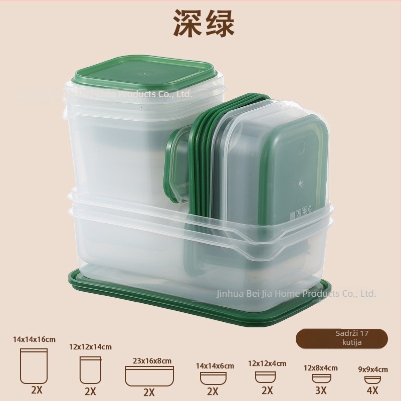 Kutija za pohranu hrane od PP plastike, zatvorena, kvadratnog oblika, 800–1000 ml, set od 24 komada