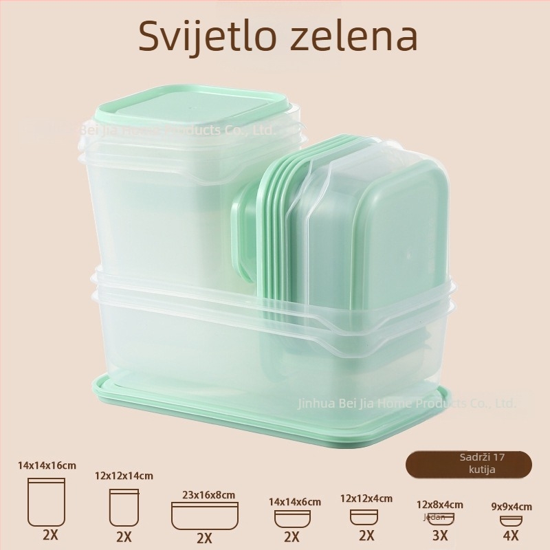 Kutija za pohranu hrane od PP plastike, zatvorena, kvadratnog oblika, 800–1000 ml, set od 24 komada