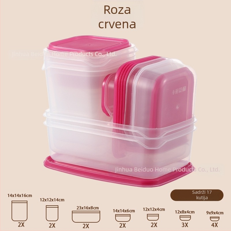 Kutija za pohranu hrane od PP plastike, zatvorena, kvadratnog oblika, 800–1000 ml, set od 24 komada