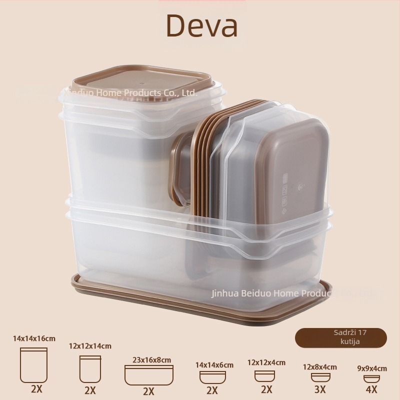 Kutija za pohranu hrane od PP plastike, zatvorena, kvadratnog oblika, 800–1000 ml, set od 24 komada