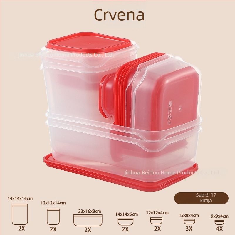 Kutija za pohranu hrane od PP plastike, zatvorena, kvadratnog oblika, 800–1000 ml, set od 24 komada