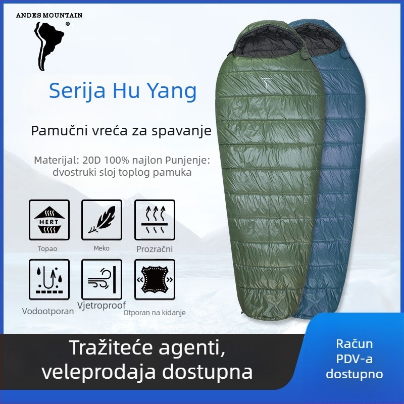 Vanjska spavaća vreća za odrasle, pamučno punilo, podstava od 20D najlona, omota konstrukcija, prenosno za putovanja