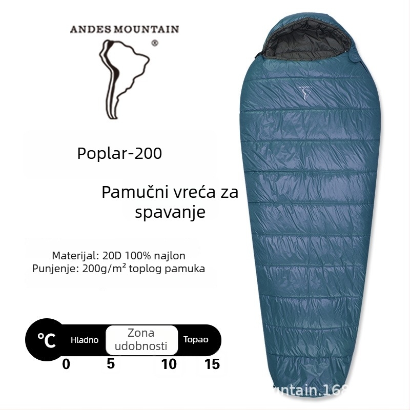 Vanjska spavaća vreća za odrasle, pamučno punilo, podstava od 20D najlona, omota konstrukcija, prenosno za putovanja