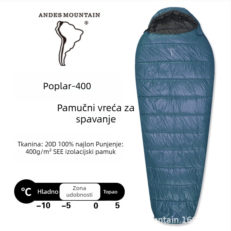 Vanjska spavaća vreća za odrasle, pamučno punilo, podstava od 20D najlona, omota konstrukcija, prenosno za putovanja