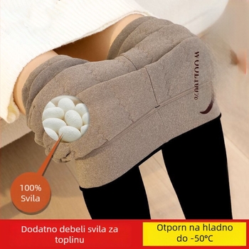 Ženske hlače od vune 95%+ — tople, visoki struk, uski kroj, izuzetno debele zimske hlače