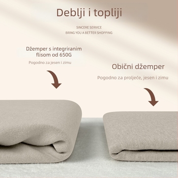 Muški pleteni džemper od vune i modala, topao, s okruglim izrezom, dugim rukavima, fleec podstava, antibakterijski i postojan boji.