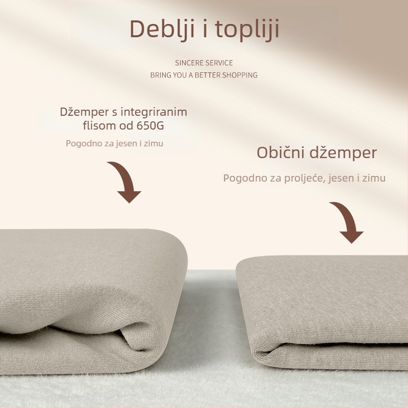 Muški pleteni džemper od vune i modala, topao, s okruglim izrezom, dugim rukavima, fleec podstava, antibakterijski i postojan boji.
