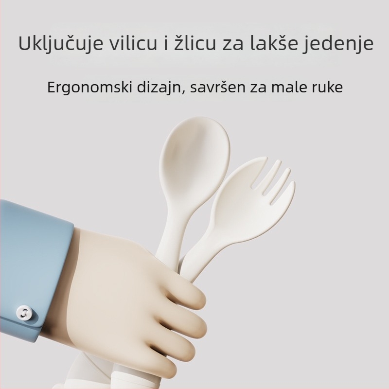 Dječja plastična kutija za ručak, mikrovalna sigurna, s vilicom, žlicom i posudom za umak, podijeljene pregrade, bez mirisa, 800–1000 ml