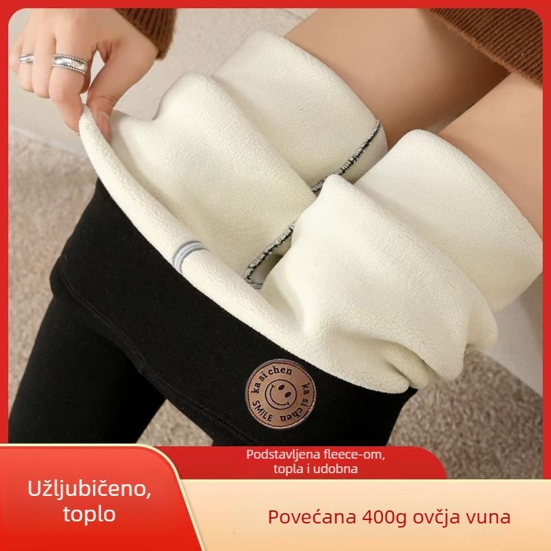 Ženski debeli legging s 600 g ovčjeg pliša, topli za jesen i zimu, visok pojas, oblikovanje trbuha, plus veličina