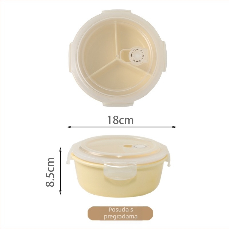 Keramička kutija za ručak sa tri odjeljka, kapacitet 800–1000 ml, kompatibilna s mikrovalnom, jednostavan dizajn