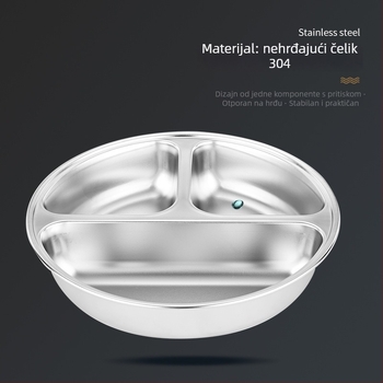 Dijeljena kutija za obrok od 304 nehrđajućeg čelika, okrugla, izolirana, s poklopcem otporan na prašinu, za djecu, kapacitet 800–1000 ml