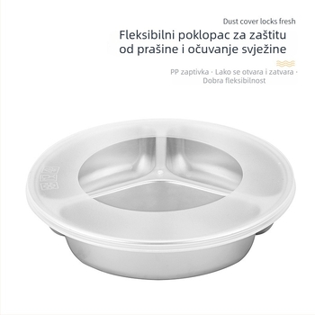 Dijeljena kutija za obrok od 304 nehrđajućeg čelika, okrugla, izolirana, s poklopcem otporan na prašinu, za djecu, kapacitet 800–1000 ml
