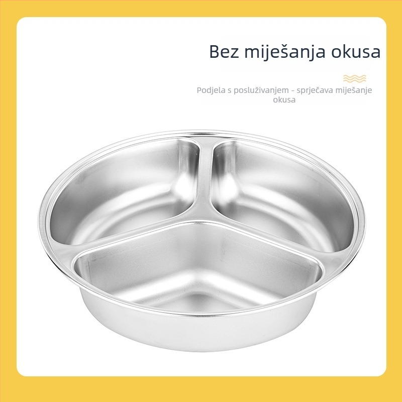 Dijeljena kutija za obrok od 304 nehrđajućeg čelika, okrugla, izolirana, s poklopcem otporan na prašinu, za djecu, kapacitet 800–1000 ml