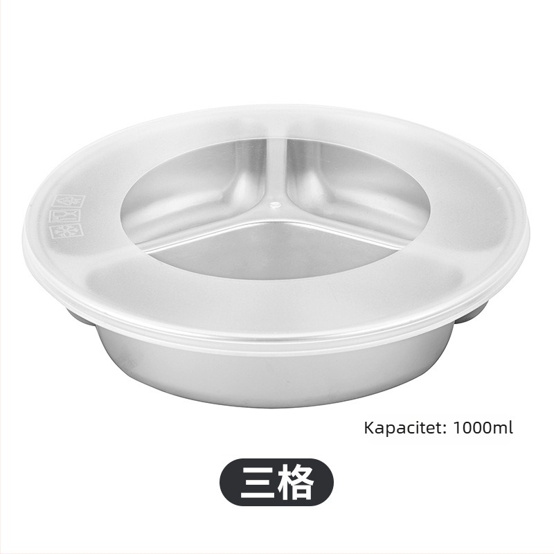 Dijeljena kutija za obrok od 304 nehrđajućeg čelika, okrugla, izolirana, s poklopcem otporan na prašinu, za djecu, kapacitet 800–1000 ml