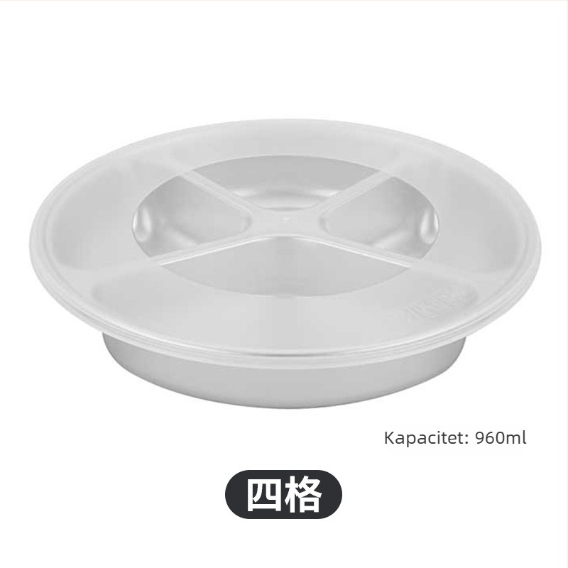 Dijeljena kutija za obrok od 304 nehrđajućeg čelika, okrugla, izolirana, s poklopcem otporan na prašinu, za djecu, kapacitet 800–1000 ml