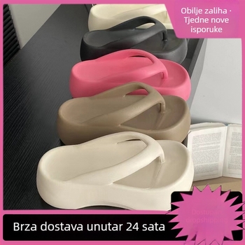 Ženske flip-flopice s debelom potplata i visokim petom — povećanje visine, influencer stil, Bernoto, EVA gornji dio, okrugli vrh