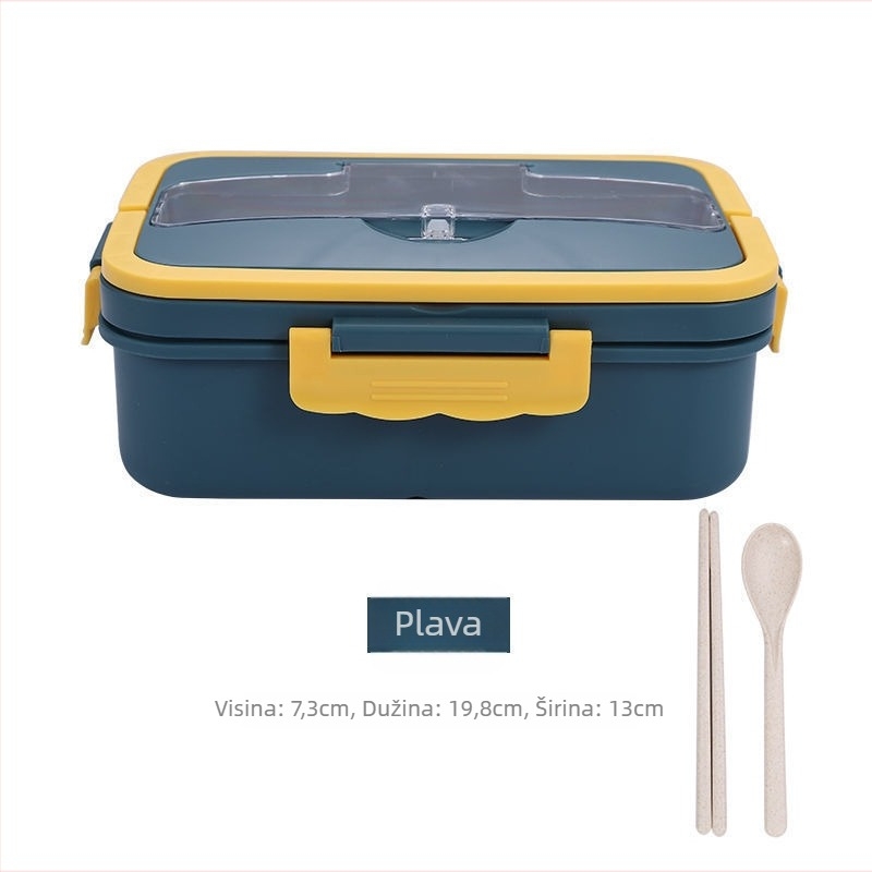 Kutija za ručak - od plastike, izolirana, dvostruki sloj, pogodna za mikrovalnu (Kapacitet 1-2 L)