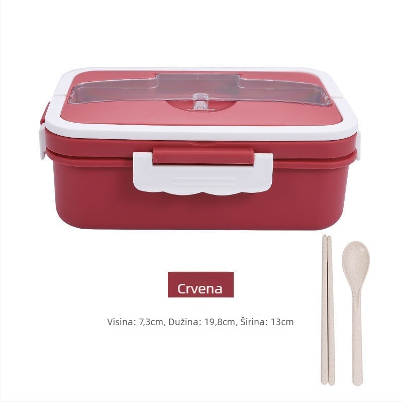 Kutija za ručak - od plastike, izolirana, dvostruki sloj, pogodna za mikrovalnu (Kapacitet 1-2 L)