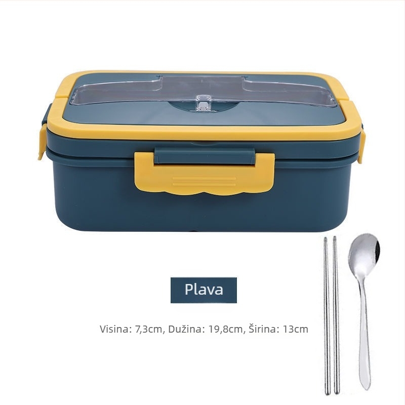 Kutija za ručak - od plastike, izolirana, dvostruki sloj, pogodna za mikrovalnu (Kapacitet 1-2 L)