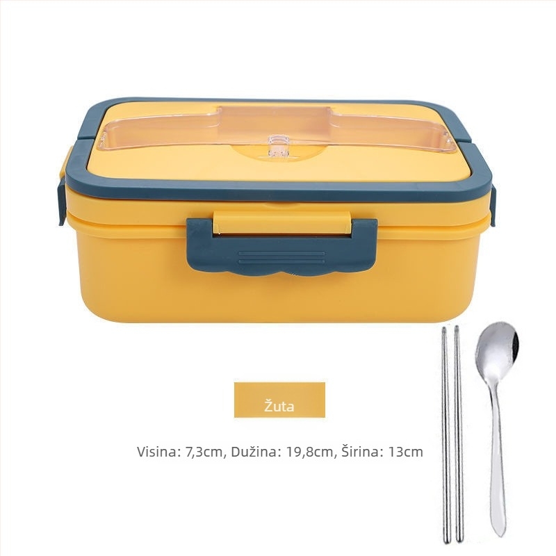 Kutija za ručak - od plastike, izolirana, dvostruki sloj, pogodna za mikrovalnu (Kapacitet 1-2 L)