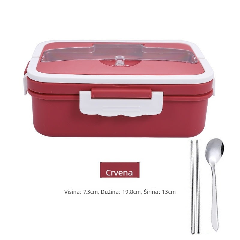 Kutija za ručak - od plastike, izolirana, dvostruki sloj, pogodna za mikrovalnu (Kapacitet 1-2 L)