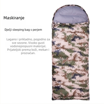 Dječja vreća za spavanje za kampiranje na otvorenom - konvergentna vreća za spavanje, Duck Velvet punilo, 320T podstava, 1 kg, za djecu