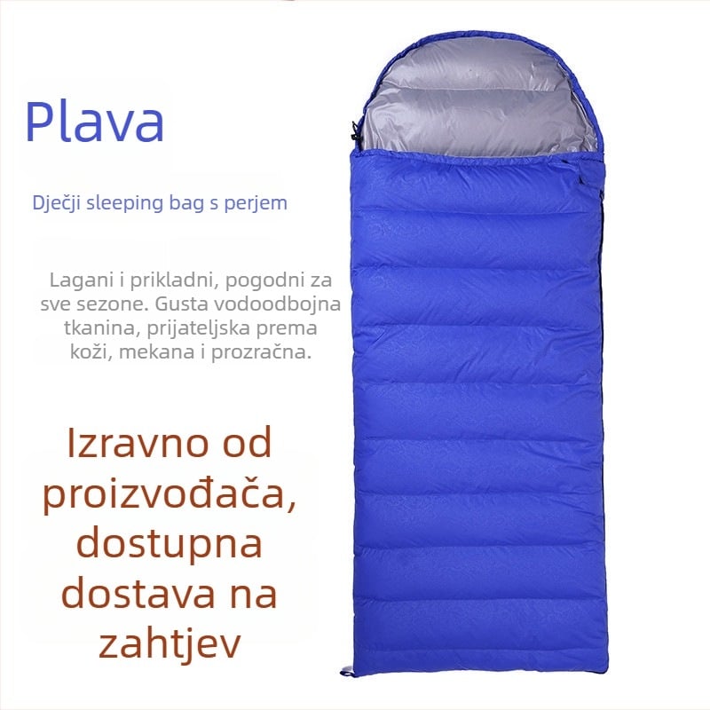 Dječja vreća za spavanje za kampiranje na otvorenom - konvergentna vreća za spavanje, Duck Velvet punilo, 320T podstava, 1 kg, za djecu