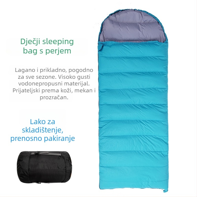 Dječja vreća za spavanje za kampiranje na otvorenom - konvergentna vreća za spavanje, Duck Velvet punilo, 320T podstava, 1 kg, za djecu