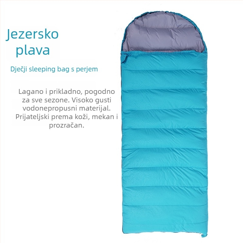 Dječja vreća za spavanje za kampiranje na otvorenom - konvergentna vreća za spavanje, Duck Velvet punilo, 320T podstava, 1 kg, za djecu