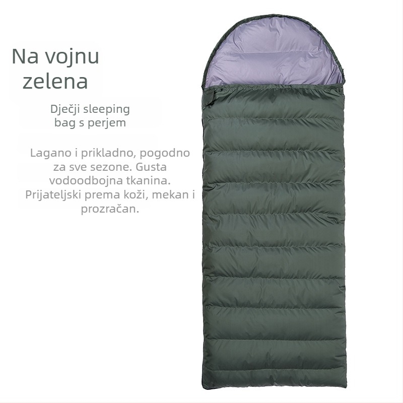Dječja vreća za spavanje za kampiranje na otvorenom - konvergentna vreća za spavanje, Duck Velvet punilo, 320T podstava, 1 kg, za djecu