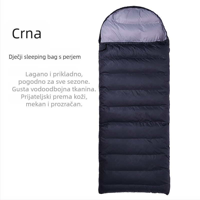 Dječja vreća za spavanje za kampiranje na otvorenom - konvergentna vreća za spavanje, Duck Velvet punilo, 320T podstava, 1 kg, za djecu