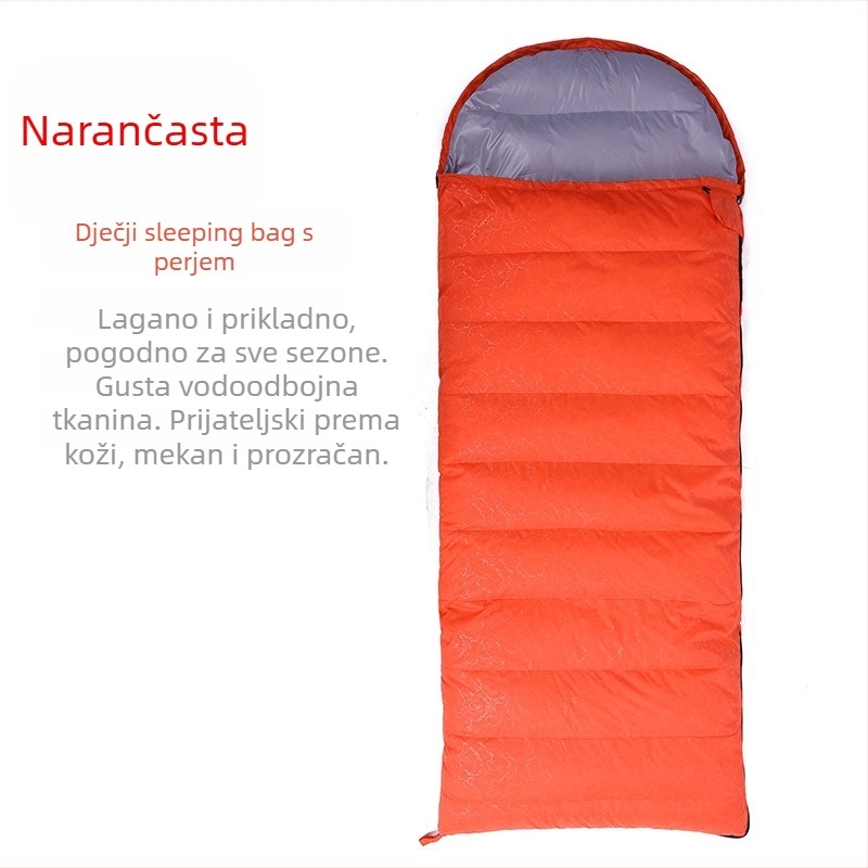 Dječja vreća za spavanje za kampiranje na otvorenom - konvergentna vreća za spavanje, Duck Velvet punilo, 320T podstava, 1 kg, za djecu