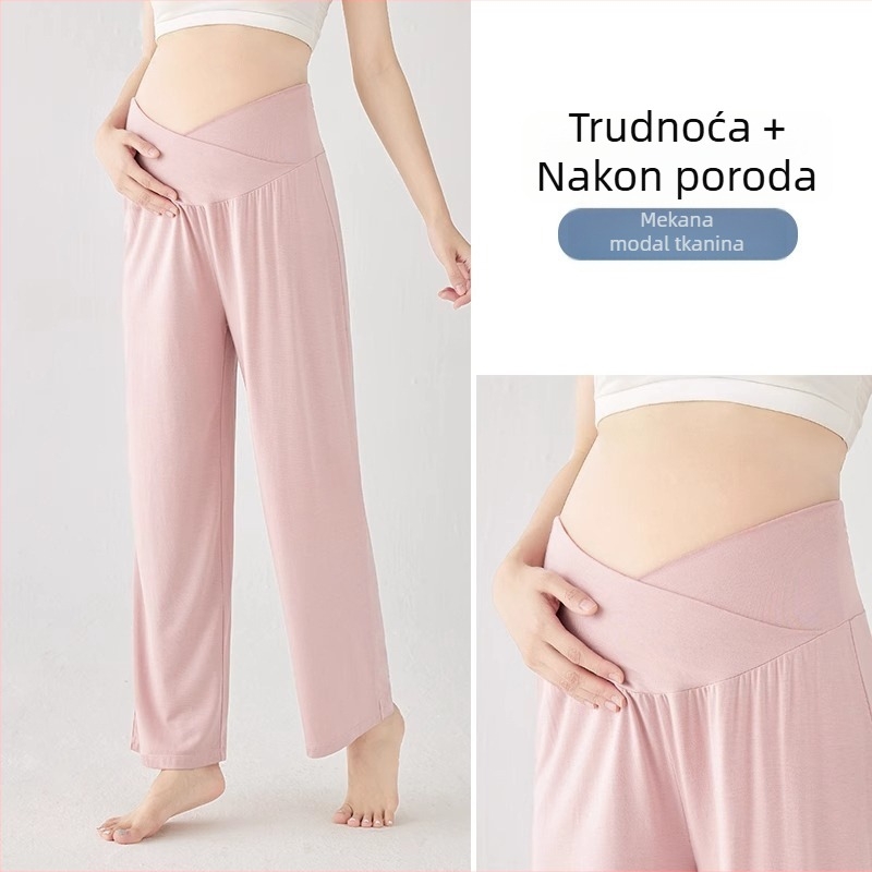 Trudničke pidžama hlače, širokog kroja, lagan viskozni materijal, prozračne ljetne