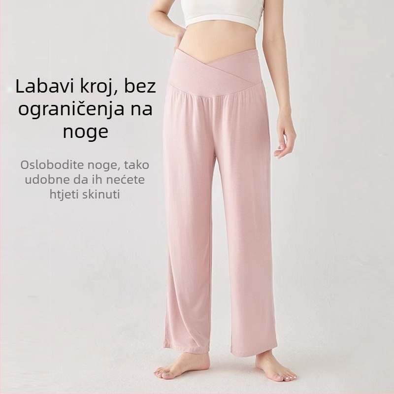 Trudničke pidžama hlače, širokog kroja, lagan viskozni materijal, prozračne ljetne