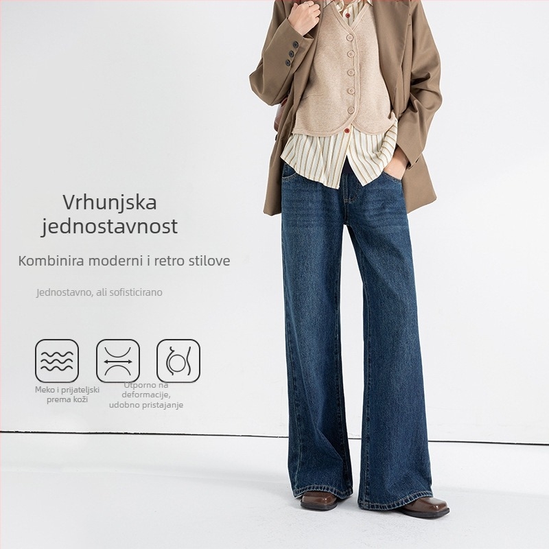Traperice za trudnoću – ležeran kroj, široke nogavice, 80–90% pamuk, podrška trbuhu