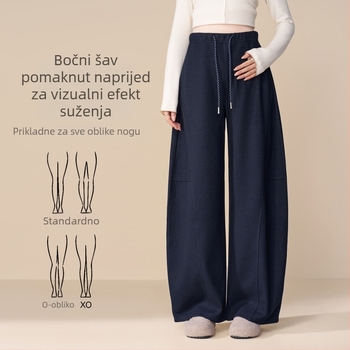 Trudničke hlače s širokim krojem, zimske, s fleec podstavom, od guste vunene smeše, visokim strukom
