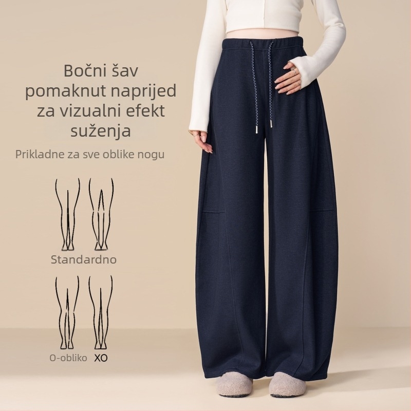 Trudničke hlače s širokim krojem, zimske, s fleec podstavom, od guste vunene smeše, visokim strukom
