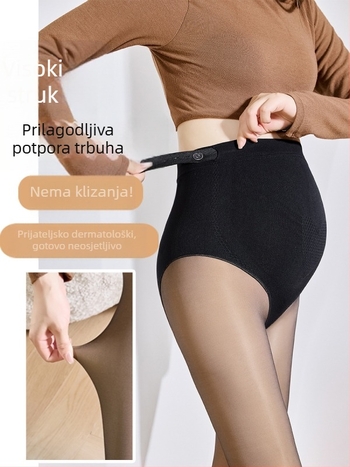 Tajice za trudnoće s podrškom za abdomen, tanki najlonsko-elastanski miks, visoka elastičnost, podesiva struk
