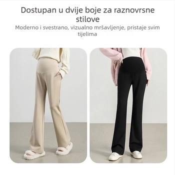 Trudničke hlače s podrškom za trbuh, mješavina najlona i viskoze, blago prošireni kroj, srednja debljina, jesen 2024