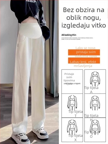 Trudničke hlače za zimu, flis unutrašnjost, debele i široke, visokim strukom, podržavaju trbuh