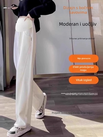 Trudničke hlače za zimu, flis unutrašnjost, debele i široke, visokim strukom, podržavaju trbuh