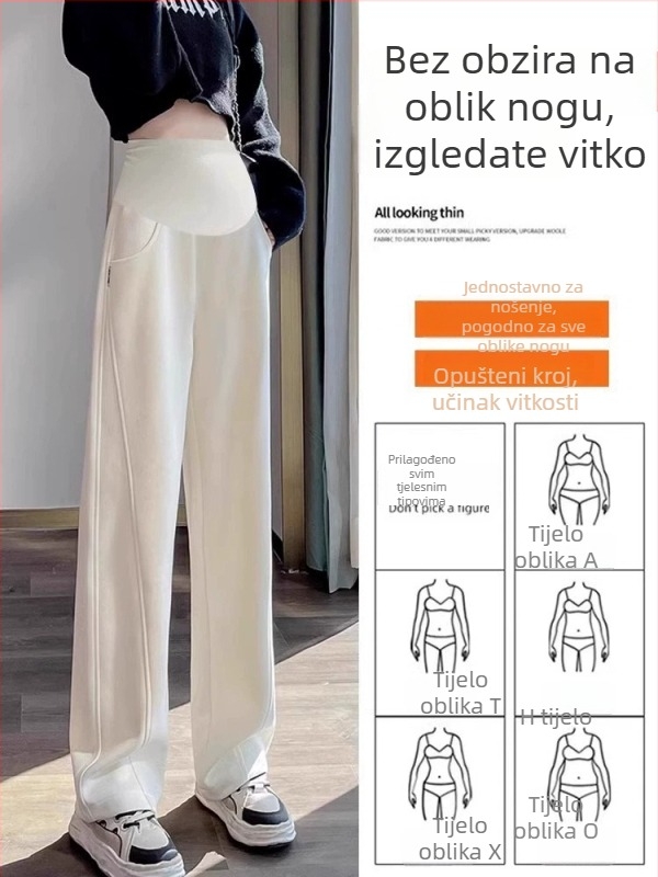Trudničke hlače za zimu, flis unutrašnjost, debele i široke, visokim strukom, podržavaju trbuh